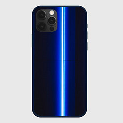 Чехол для iPhone 12 Pro Max Неоновое синее свечение, цвет: 3D-черный