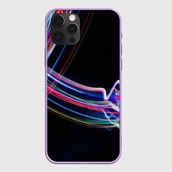 Чехол для iPhone 12 Pro Max Неоновые линии во тьме, цвет: 3D-сиреневый