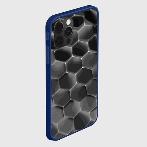 Чехол iPhone 12 Pro Max Черные камни / 3D-Тёмно-синий – фото 2