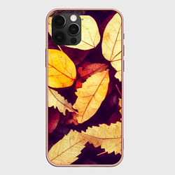Чехол для iPhone 12 Pro Max Осенняя листва узор, цвет: 3D-светло-розовый