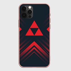 Чехол для iPhone 12 Pro Max Красный символ Zelda на темном фоне со стрелками, цвет: 3D-светло-розовый