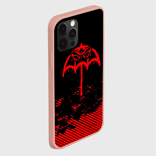 Чехол iPhone 12 Pro Max Bring Me the Horizon красный фонтик / 3D-Светло-розовый – фото 2