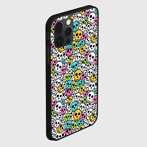 Чехол iPhone 12 Pro Max Череп разноцветный / 3D-Черный – фото 2