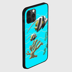 Чехол для iPhone 12 Pro Max Подводный мир рыбки кораллы, цвет: 3D-черный — фото 2
