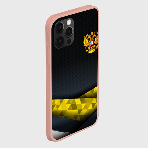 Чехол iPhone 12 Pro Max Золотой герб black gold / 3D-Светло-розовый – фото 2