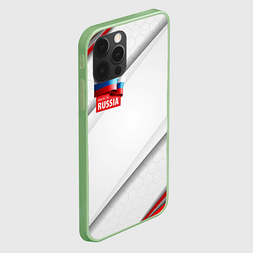 Чехол iPhone 12 Pro Max Red & white флаг России / 3D-Салатовый – фото 2