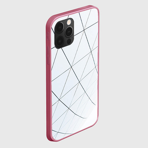 Чехол iPhone 12 Pro Max Геометрические сеточные линии / 3D-Малиновый – фото 2