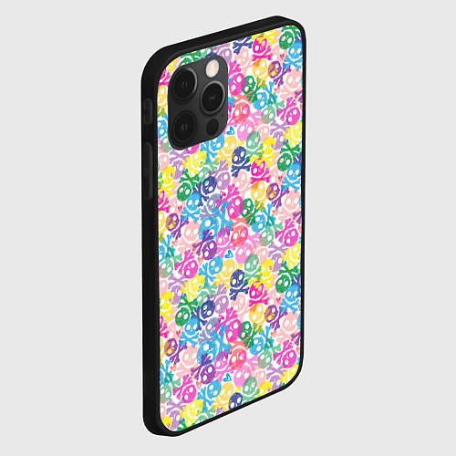Чехол iPhone 12 Pro Max Череп и сердца / 3D-Черный – фото 2