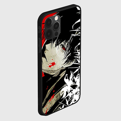 Чехол iPhone 12 Pro Max Канеки Кен и цветы - Токийский гуль / 3D-Черный – фото 2