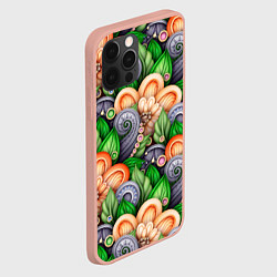 Чехол для iPhone 12 Pro Max Объемные лепестки цветов и листья, цвет: 3D-светло-розовый — фото 2