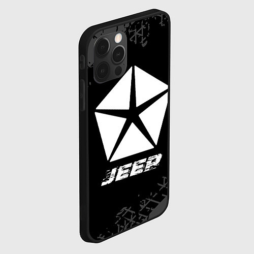 Чехол iPhone 12 Pro Max Jeep speed на темном фоне со следами шин / 3D-Черный – фото 2