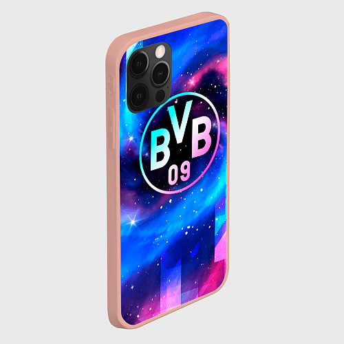 Чехол iPhone 12 Pro Max Borussia неоновый космос / 3D-Светло-розовый – фото 2