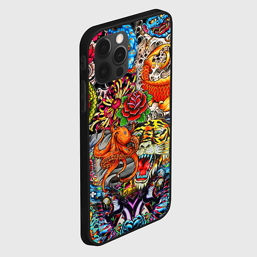 Чехол iPhone 12 Pro Max Красочная иллюстрация / 3D-Черный – фото 2