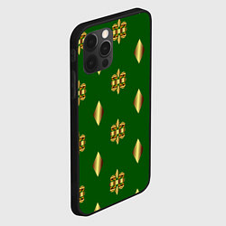 Чехол для iPhone 12 Pro Max Золото узоры на зеленом фоне, цвет: 3D-черный — фото 2