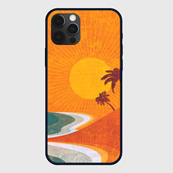 Чехол для iPhone 12 Pro Max Закат на побережье минимализм, цвет: 3D-черный