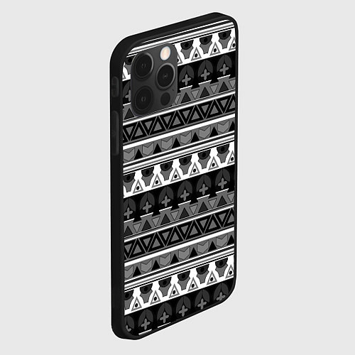 Чехол iPhone 12 Pro Max Черно-белый скандинавский орнамент / 3D-Черный – фото 2