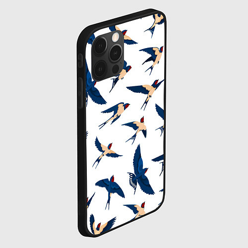 Чехол iPhone 12 Pro Max Ласточки парят в небе / 3D-Черный – фото 2