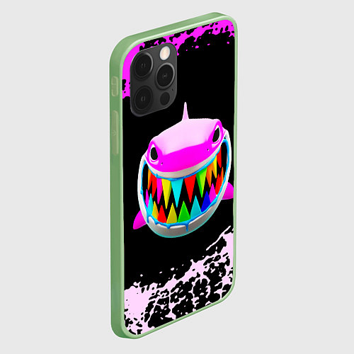 Чехол iPhone 12 Pro Max 6ix9ine акула neon / 3D-Салатовый – фото 2