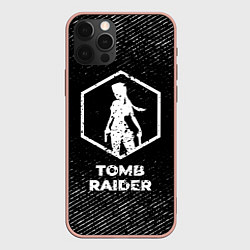 Чехол для iPhone 12 Pro Max Tomb Raider с потертостями на темном фоне, цвет: 3D-светло-розовый