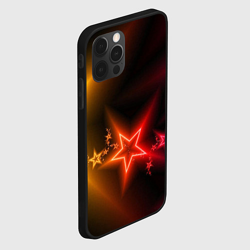 Чехол iPhone 12 Pro Max Звёзды с неоновым свечением / 3D-Черный – фото 2