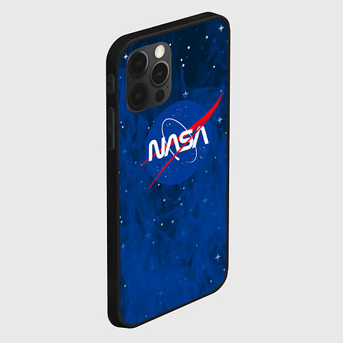 Чехол iPhone 12 Pro Max Nasa - звёзды лого / 3D-Черный – фото 2
