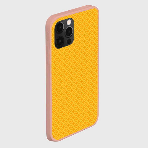 Чехол iPhone 12 Pro Max Желтые связанные узоры / 3D-Светло-розовый – фото 2