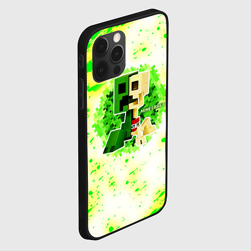 Чехол iPhone 12 Pro Max Minecraft creeper green / 3D-Черный – фото 2