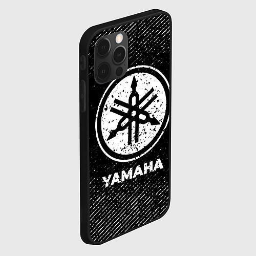 Чехол iPhone 12 Pro Max Yamaha с потертостями на темном фоне / 3D-Черный – фото 2