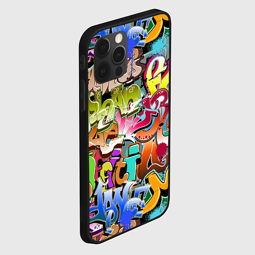 Чехол iPhone 12 Pro Max Надпись и краска граффити / 3D-Черный – фото 2