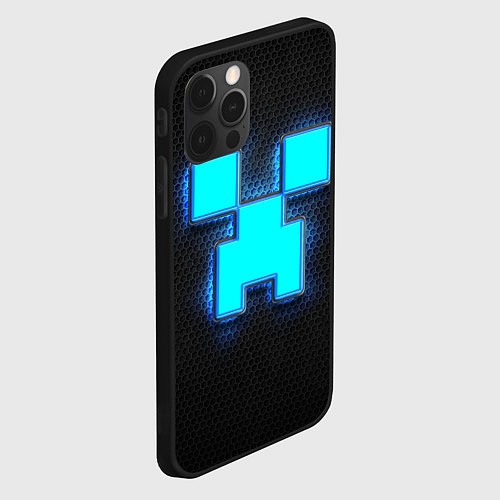 Чехол iPhone 12 Pro Max Minecraft Creeper - neon / 3D-Черный – фото 2