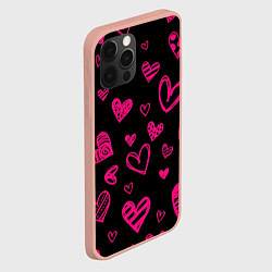 Чехол для iPhone 12 Pro Max Розовые сердца, цвет: 3D-светло-розовый — фото 2