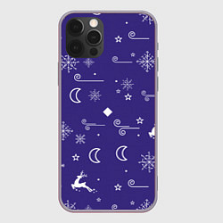Чехол для iPhone 12 Pro Max Новый год олени, снежинки, ветер, цвет: 3D-серый