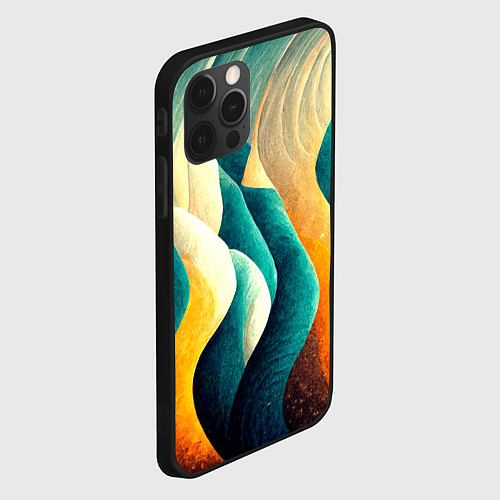 Чехол iPhone 12 Pro Max Вертикальные волны / 3D-Черный – фото 2