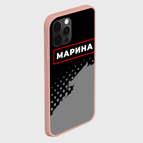 Чехол iPhone 12 Pro Max Марина - в красной рамке на темном / 3D-Светло-розовый – фото 2