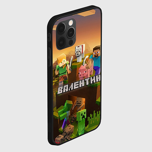 Чехол iPhone 12 Pro Max Валентин Minecraft / 3D-Черный – фото 2