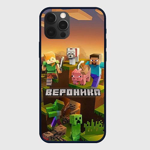 Чехол iPhone 12 Pro Max Вероника Minecraft / 3D-Черный – фото 1