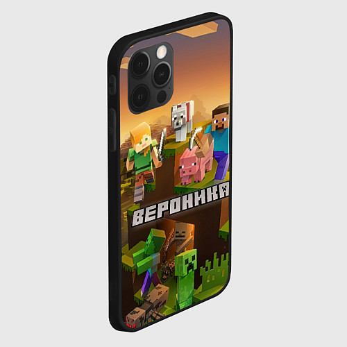 Чехол iPhone 12 Pro Max Вероника Minecraft / 3D-Черный – фото 2