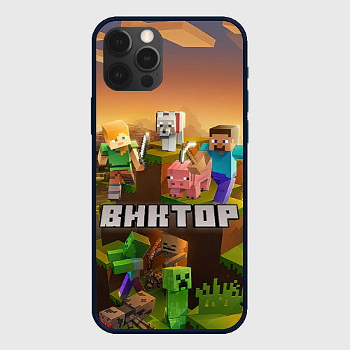 Чехол iPhone 12 Pro Max Виктор Minecraft / 3D-Черный – фото 1
