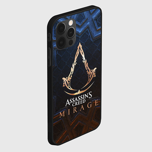 Чехол iPhone 12 Pro Max Assassins creed mirage logo / 3D-Черный – фото 2