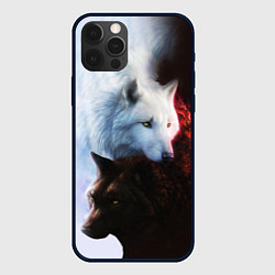 Чехол для iPhone 12 Pro Max Черный и белый волк инь и ян, цвет: 3D-черный