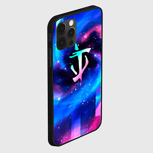 Чехол iPhone 12 Pro Max Doom неоновый космос / 3D-Черный – фото 2