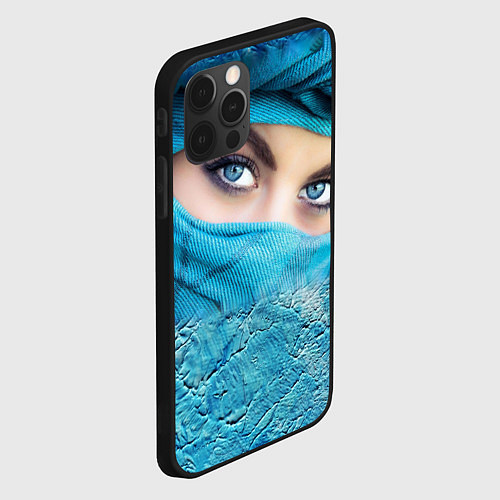 Чехол iPhone 12 Pro Max Синеглазая девушка в хиджабе / 3D-Черный – фото 2