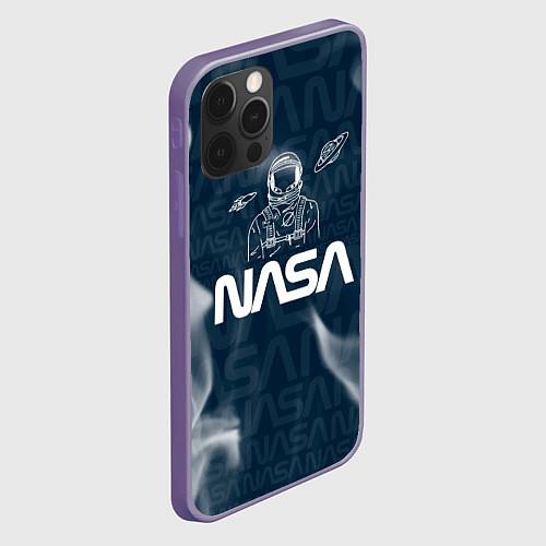 Чехол iPhone 12 Pro Max Nasa - космонавт - паттерн / 3D-Серый – фото 2