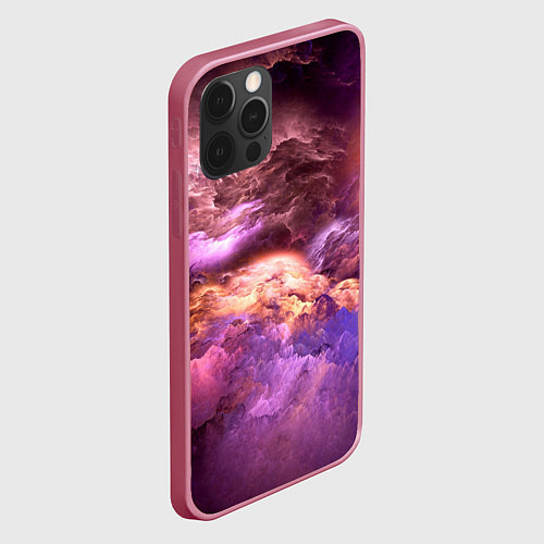Чехол iPhone 12 Pro Max Необычное фиолетовое облако / 3D-Малиновый – фото 2