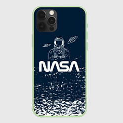 Чехол для iPhone 12 Pro Max Nasa - белые брызги, цвет: 3D-салатовый