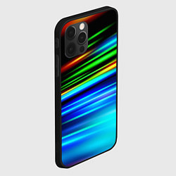 Чехол для iPhone 12 Pro Max Абстрактные неоновые полосы, цвет: 3D-черный — фото 2