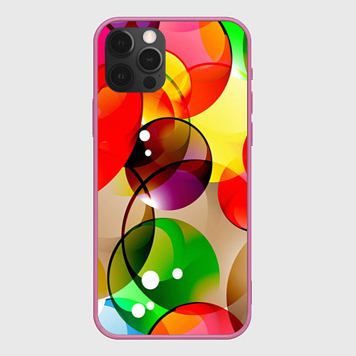 Чехол iPhone 12 Pro Max Большие мыльные пузыри / 3D-Малиновый – фото 1