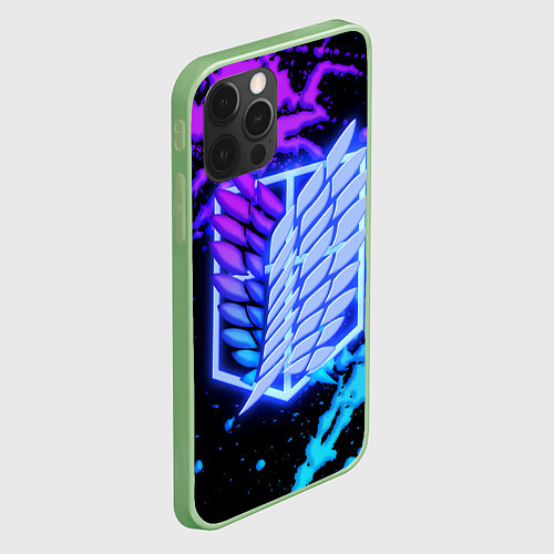 Чехол iPhone 12 Pro Max Attack on Titan neon / 3D-Салатовый – фото 2