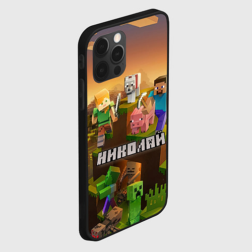 Чехол iPhone 12 Pro Max Николай Minecraft / 3D-Черный – фото 2