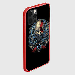 Чехол для iPhone 12 Pro Max Кратос и клики хаоса GoW Ragnarok, цвет: 3D-красный — фото 2